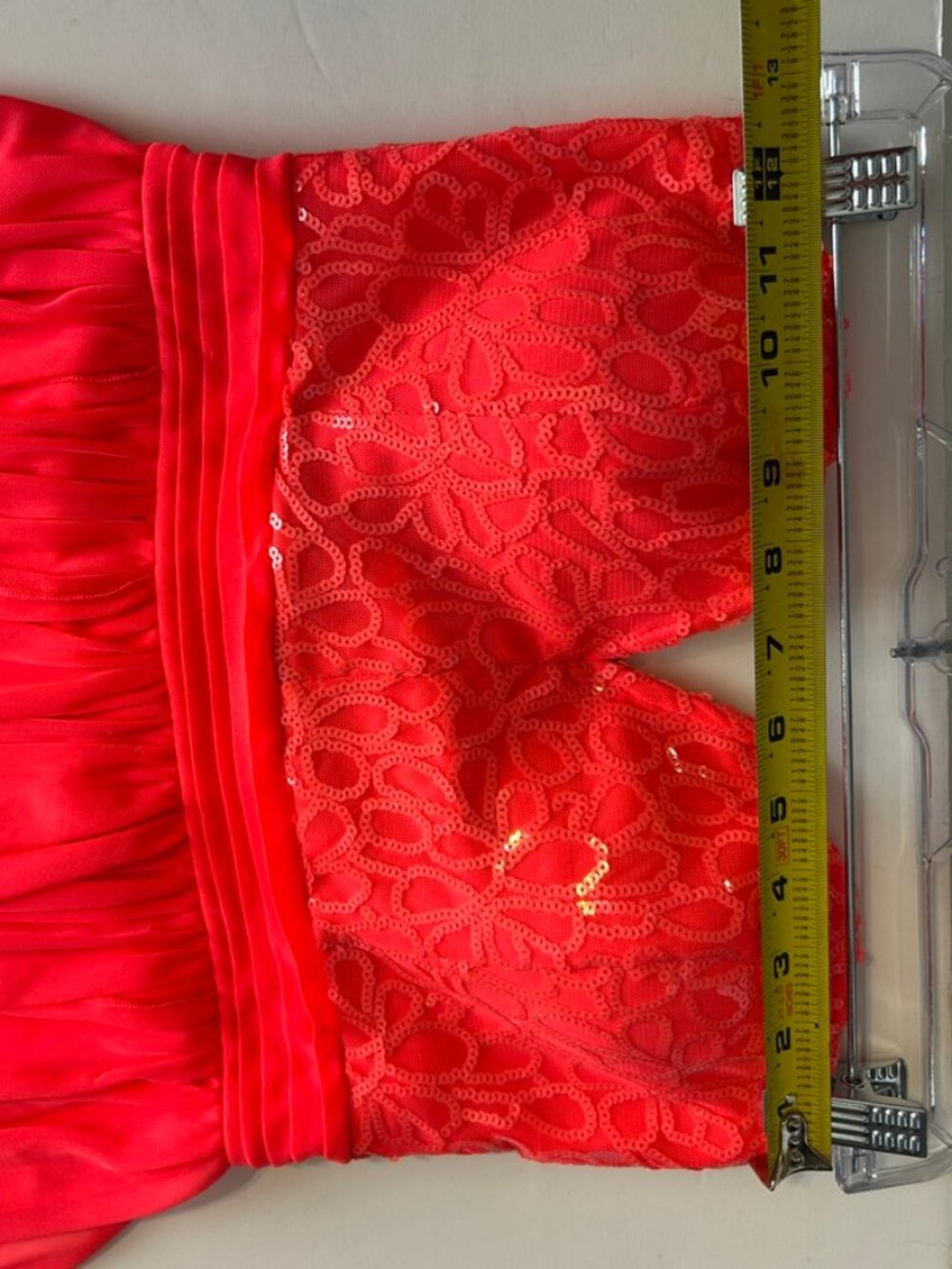 My Michelle Strapless Lace Hi-Low Chiffon Party Dress Coral Pink Size 11 HOCO - Picture 3 of 10